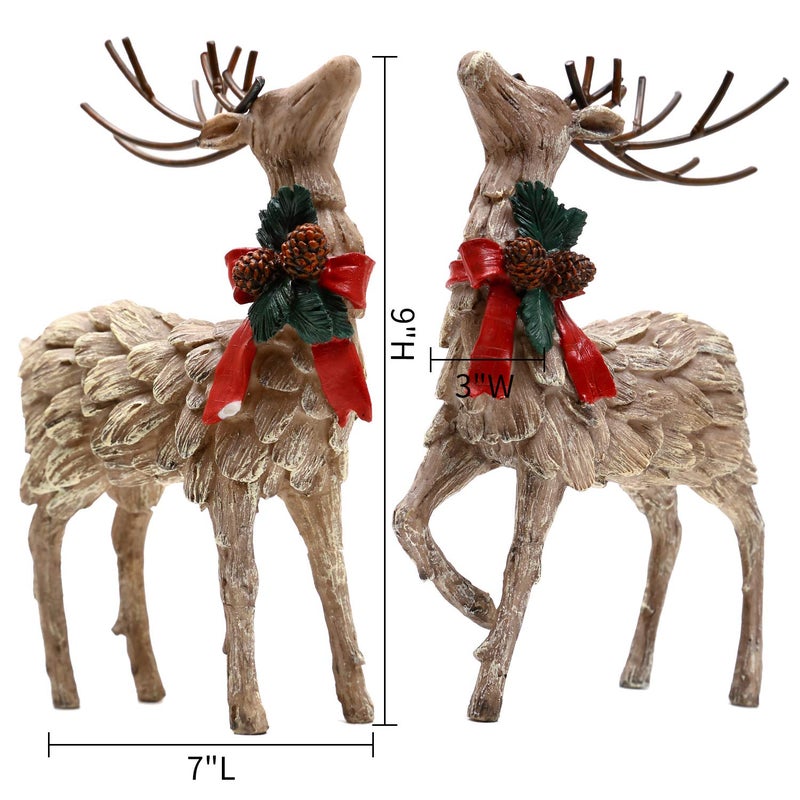 Topadorn Resin Holiday Deer Tabletop Holiday Figurine Christmas Decorative,2 Pack - Image 5